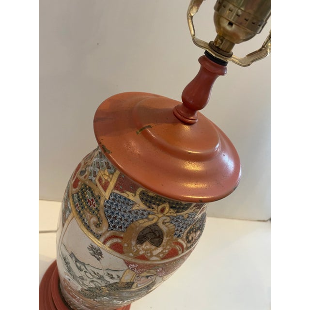 1970s Vintage 1970s Ceramic Chinese Lamp For Sale - Image 5 of 10
