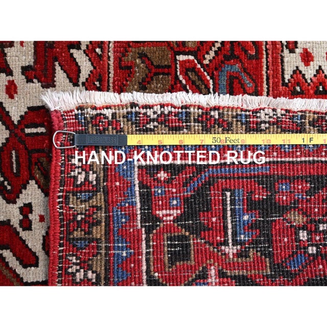 1960 10'2"x13'8" Penn Red Hand Knotted Clean All Wool Worn Down Vintage Persian Rug For Sale - Image 4 of 12