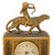 French Empire Style Cupid Riding Panther Mantel Clock, gilt metal mounted siena marble, brass clock face marked "Quartz"...
