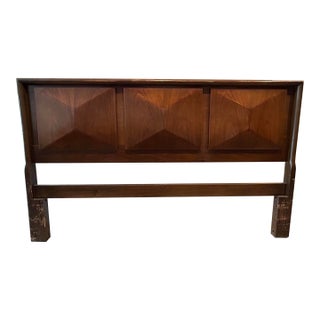 1960s Vintage Diamond Walnut Queen, Headboard For Sale