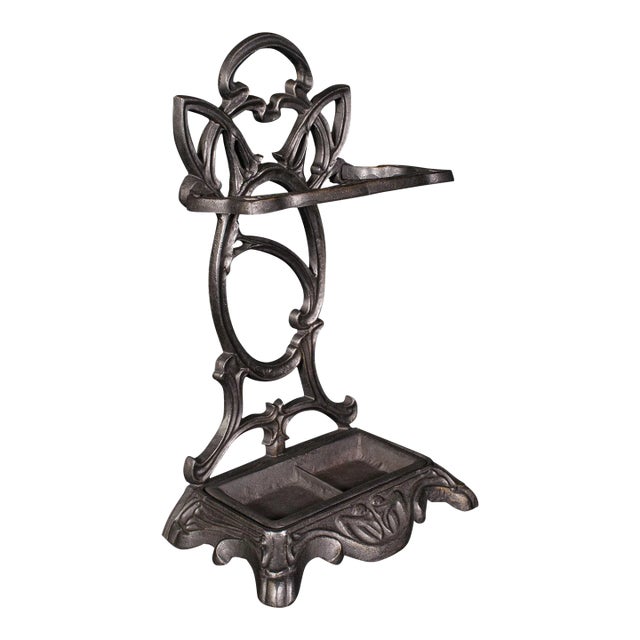 1960s Vintage English Cast Iron Hallway Stick Stand For Sale