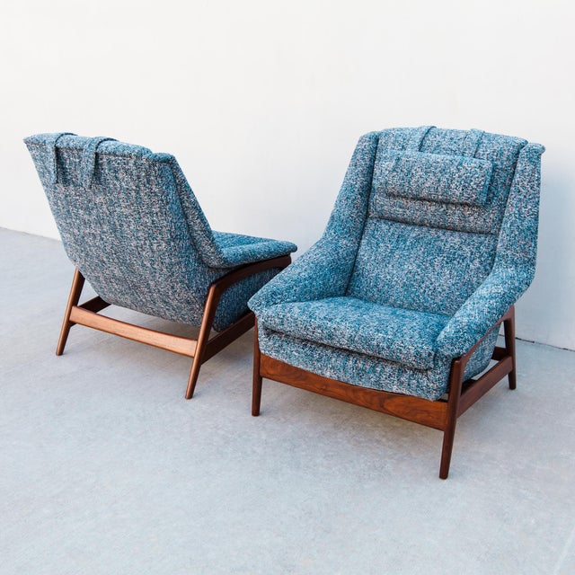 Iconic 1960s Folke Ohlsson for Dux Reclining Lounge Chairs With Ottoman For Sale - Image 10 of 18