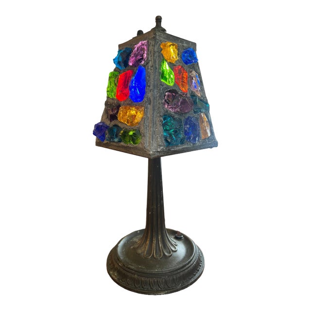 Mid 20th Century Chunk Glass Lamp by Peter Marsh With Base For Sale