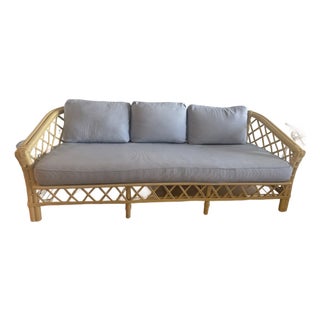 1986 Ficks Reed Distressed Bamboo Couch For Sale