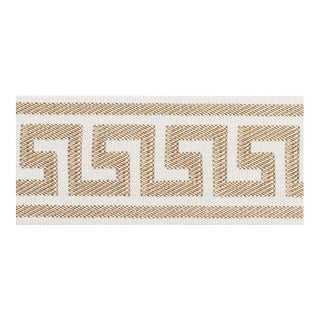 Schumacher Etienne Silk Greek Key Trim Wide in Sand For Sale