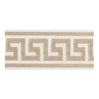 Schumacher Etienne Silk Greek Key Trim Wide in Sand For Sale