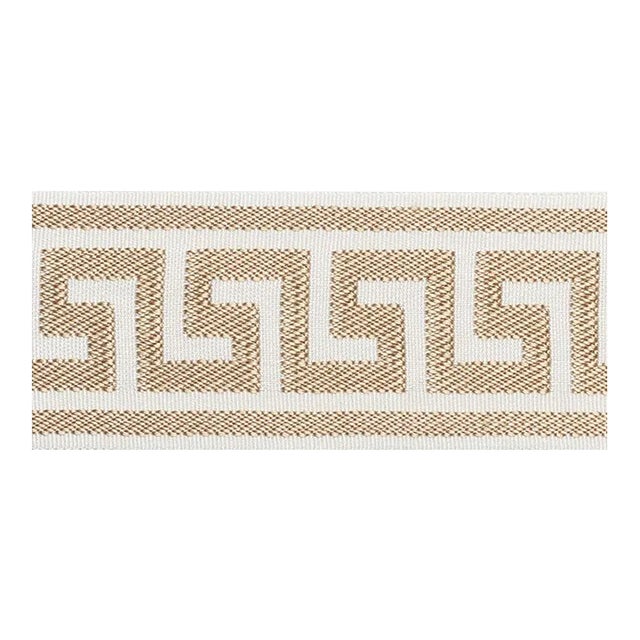 Schumacher Etienne Silk Greek Key Trim Wide in Sand For Sale