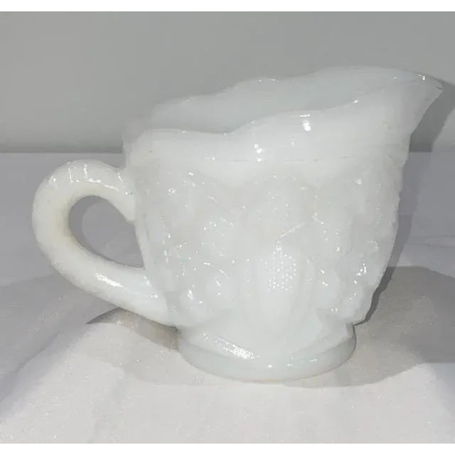 Vintage McKee Glass Company Milk Glass Toltec Creamer For Sale - Image 9 of 9
