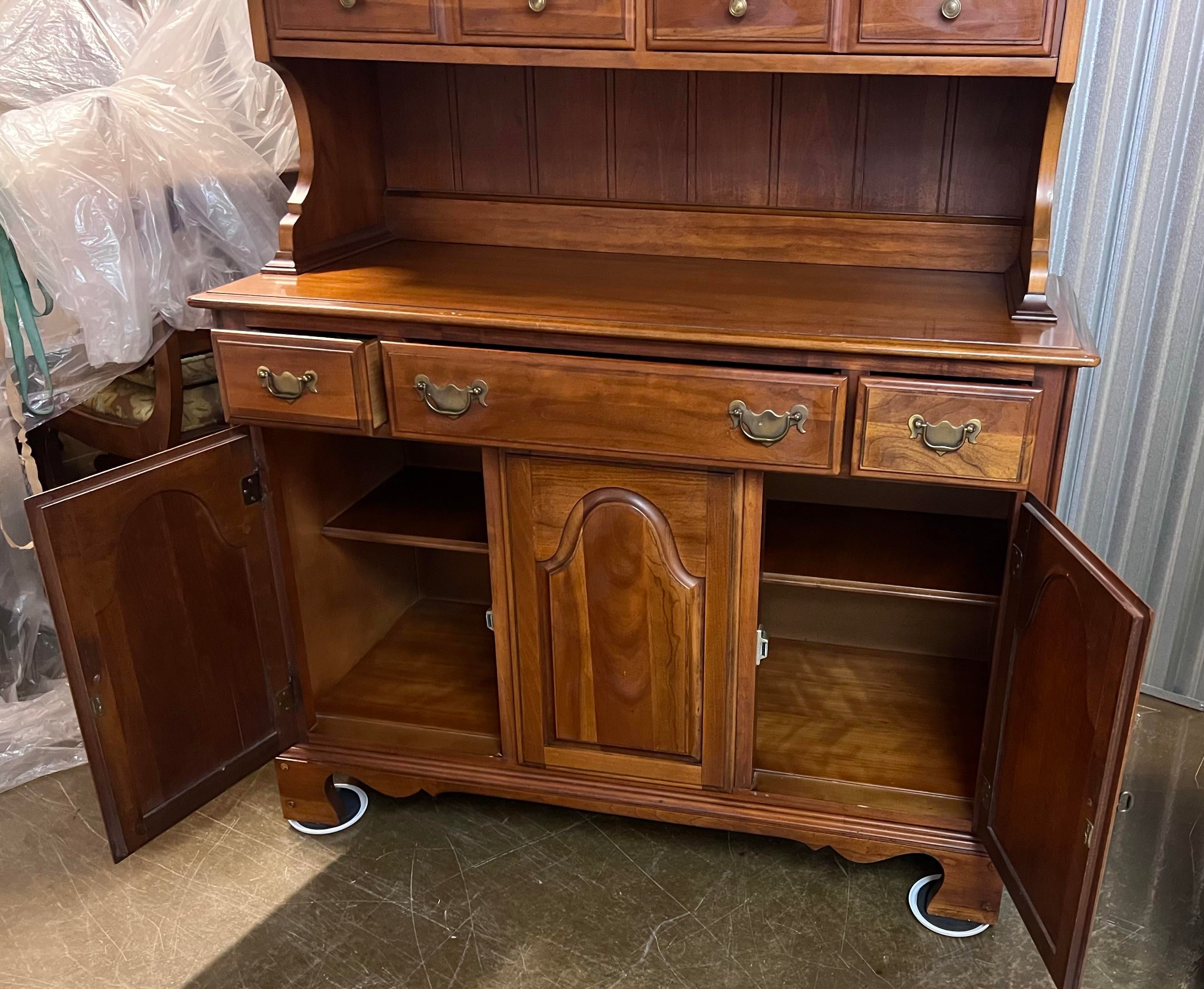 1960s Drexel Heritage Mid-Century Buffet and Hutch in Solid Cherry