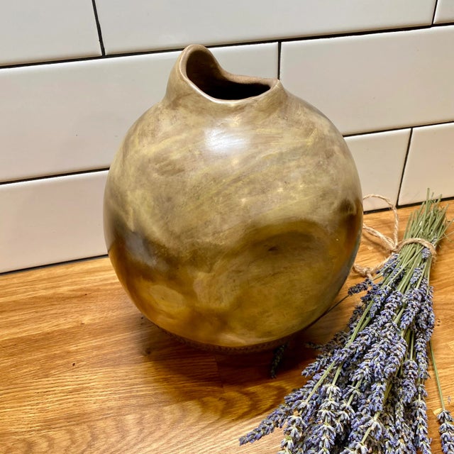 2000 - 2009 Polo Ramirez Round Clay Pinched Bulb Vase For Sale - Image 5 of 8