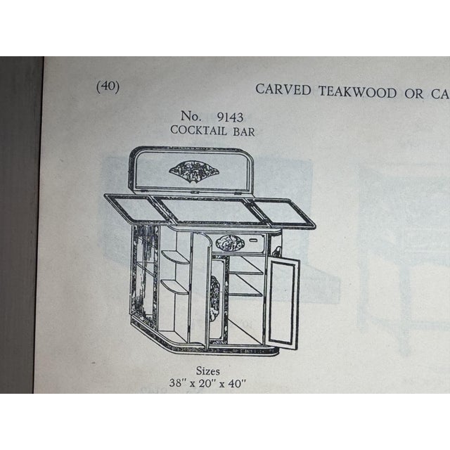 Mid-Century Chinese Hand-Carved Altar Cocktail Bar Cabinet by Hk Old Mary Sing Shun Co. - No. 9143 (With Original Catalog) For Sale - Image 9 of 17