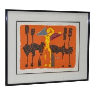 Marino Marini (Italian, 1901-1980) "Chevaux Et Cavaliers" Artist Proof Pencil Signed C.1970 For Sale