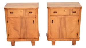 Swedish Art Deco Walnut Nightstands, 1930, Set of 2