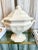 Exquisite design European antique white porcelain handled soup tureen. Marked on underside.