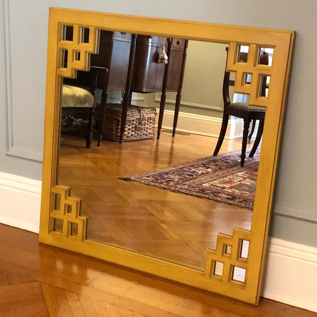 Mid 20th Century Large Mid-20th Century Asian-Style Wood Fretwork Wall Mirror For Sale - Image 5 of 12
