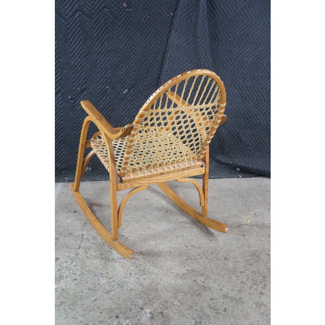 Late 20th Century Vermont Tubbs Oak Bentwood Snowshoe Rawhide Lacing Rocking Chair Rocker For Sale - Image 6 of 11