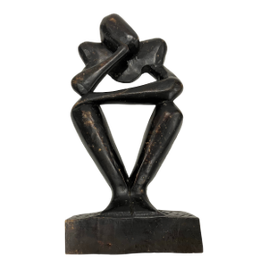 1990s Carved Wood Abstract Figural Sculpture