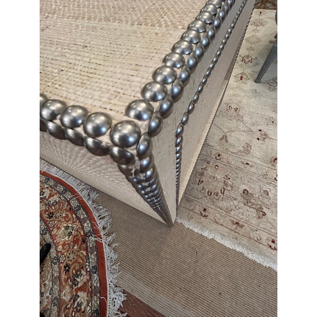 Pair of Contemporary William Sonoma Home Grasscloth Night Stands With Single Drawer For Sale - Image 10 of 15