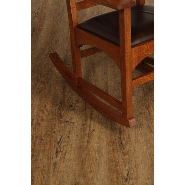 Brown Stickley Mission Collection Harvey Ellis Oak Rocking Chair For Sale - Image 8 of 18