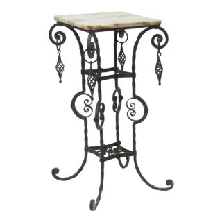 Victorian Style Iron & Marbletop Pedestal For Sale