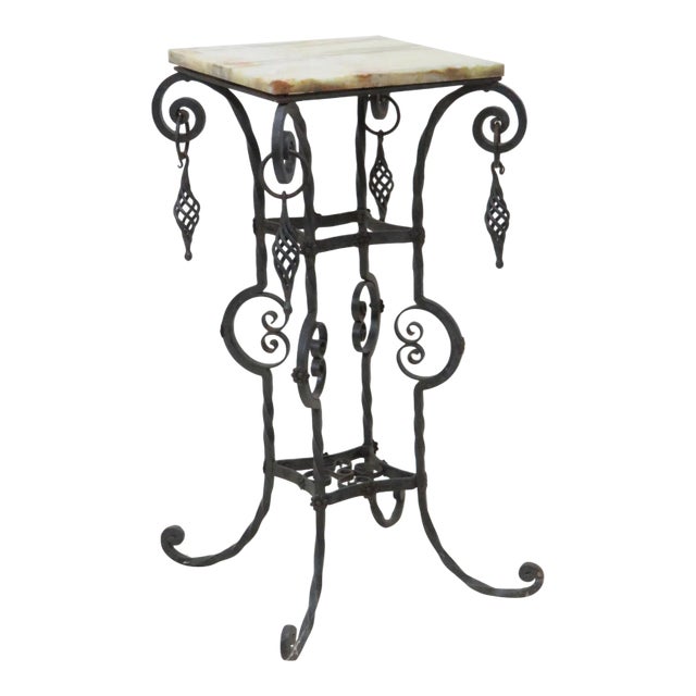 Victorian Style Iron & Marbletop Pedestal For Sale