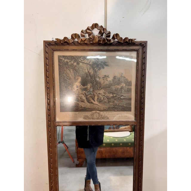 Louis XVI Style Carved Wood Trumeau Mirror For Sale - Image 3 of 6