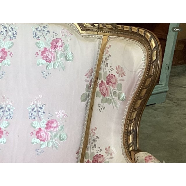 Rare Louis XVI Gold-Leaf Salon Set W/Original Silk Upholstery For Sale - Image 15 of 17