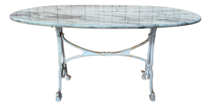 Art Nouveau Cast Iron and Veined Marble Bistro Table, 1900s