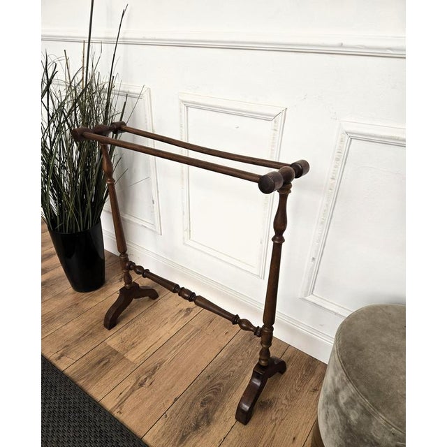 Wood Antique Italian Walnut Towel Rack Rail with Carved Legs, 1890s For Sale - Image 7 of 8