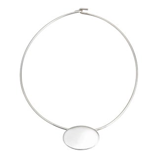 Tiffany & Co Collar Disc Necklace 15.5" Sterling Silver Wire Pre Owned Jewellery For Sale