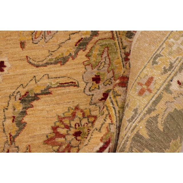 Green 1990s Oriental Ziegler Gold Green Hand-Knotted Wool Rug- 8'8'' X 11'2'' For Sale - Image 8 of 8