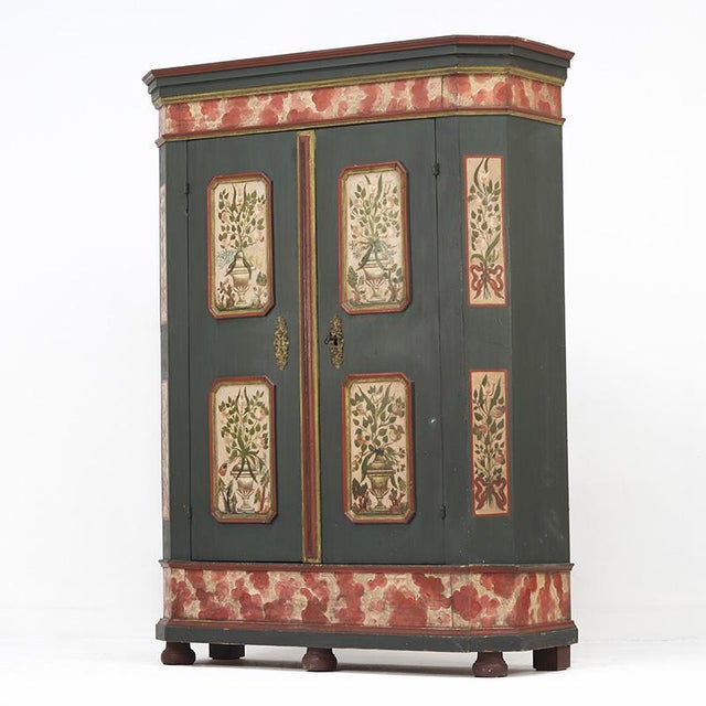 Folk Art Painted Rustic Farmhouse Bridal Cabinet For Sale - Image 10 of 14