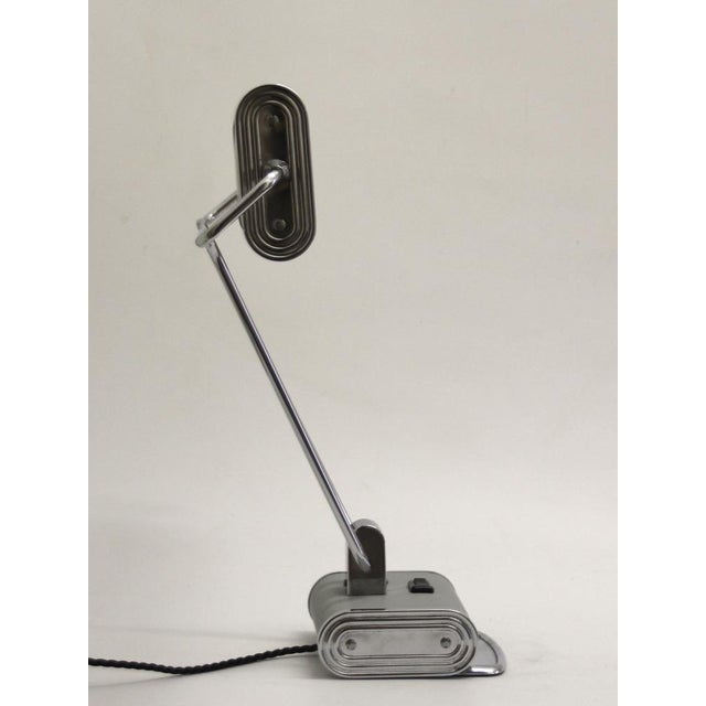 Eileen Gray Art Deco French Grey and Chromed Table Lamp by Eileen Gray for Jumo, 1940s For Sale - Image 4 of 17
