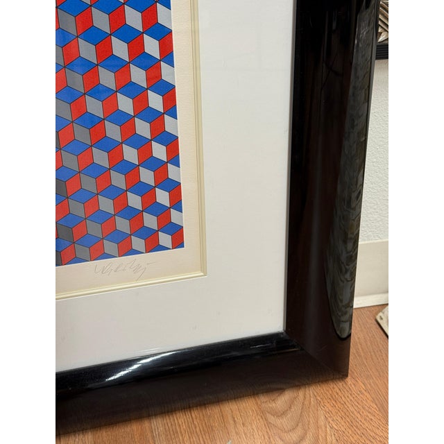 Victor Vasarely Silkscreen Nebulus Signed Beautifully Framed Circa 1980 For Sale - Image 4 of 13