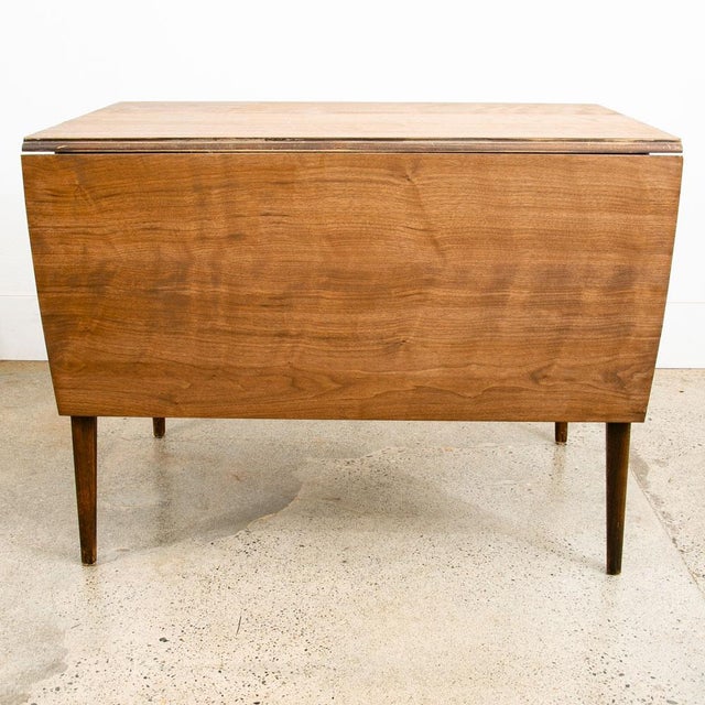 Mid Century Modern Dining Table Broyhill Walnut Drop Leaf X2 Rectangular MCM For Sale - Image 4 of 11