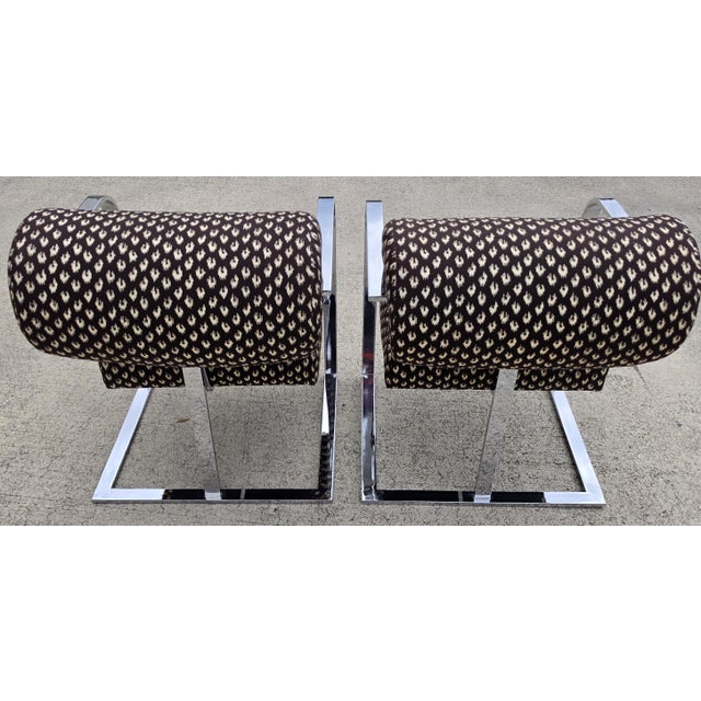 Mid-Century Modern Milo Baughman for Thayer Coggin 1970s Postmodern Chrome Cantilever Armchairs Pair For Sale - Image 3 of 18