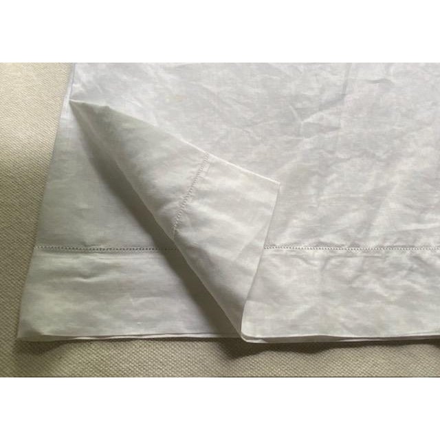 Antique French White Linen Bistro Tablecloths, Hemstitch Border, Mitered Corners, 43" Square | Pair | C. 1900 For Sale - Image 16 of 18