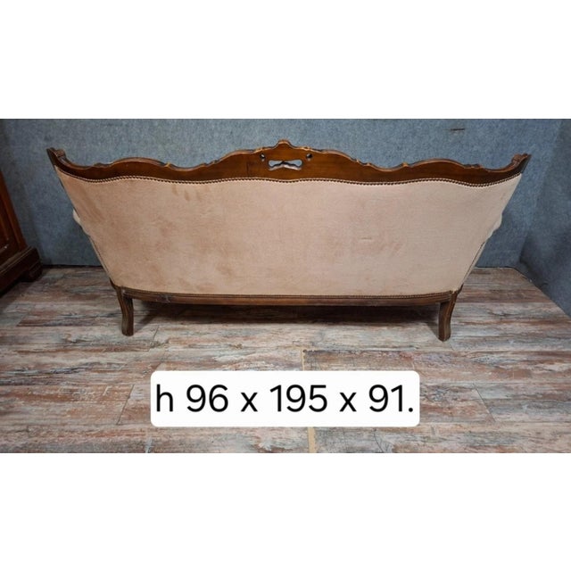 Wood 20th Century Louis XV Carved Walnut Sofa For Sale - Image 7 of 9