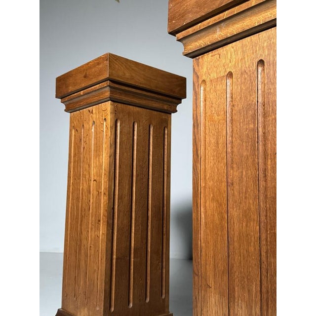 Brown Mid-Century Oak Columns, 1960s, Set of 2 For Sale - Image 8 of 16