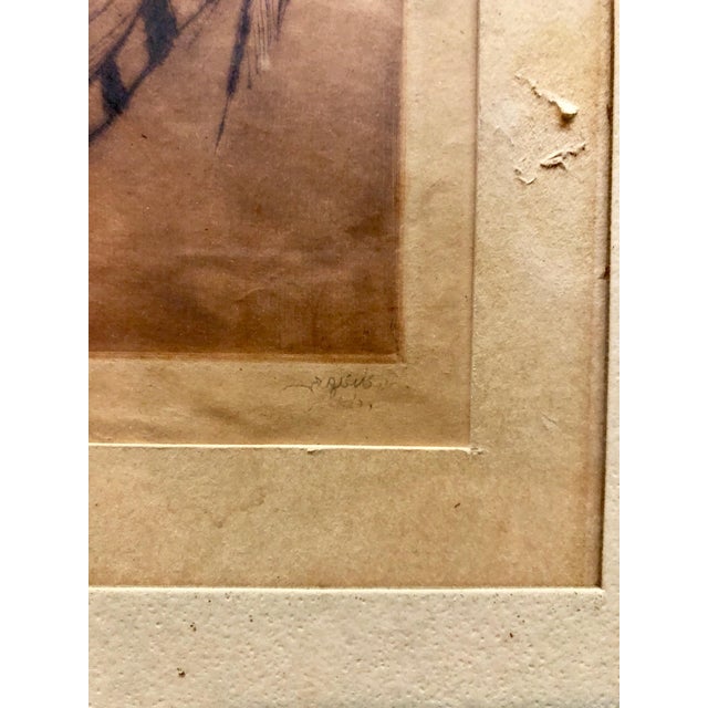 Printmaking Materials Jacob Eisenberg, Bezalel School Jerusalem, Middle Eastern Arab Man in Turban Circa 1920s Etching, c.1930 For Sale - Image 7 of 7