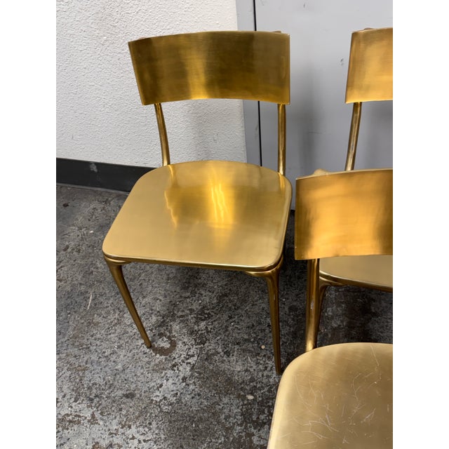 2010s Cb2 Oro Gold Dining Chairs, Set of Four For Sale - Image 5 of 12
