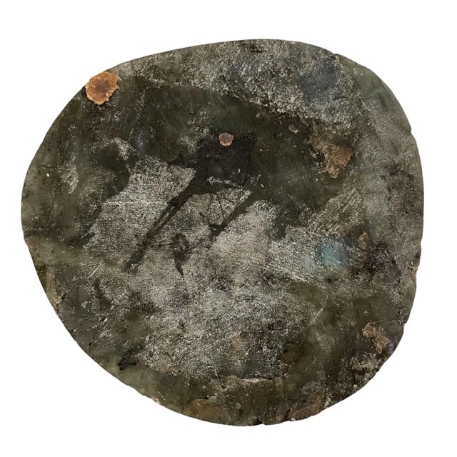 Gray Genuine Polished Labradorite Dish With Heart Carved in the Center For Sale - Image 8 of 11