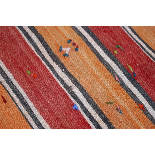 1960s 1960s Rustic & Primitive Hand Knotted Wool Striped Kilim Rug For Sale - Image 5 of 9