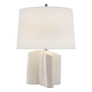 Thomas O'Brien by Visual Comfort Signature Carmel Table Lamp in Plaster White with Linen Shade For Sale
