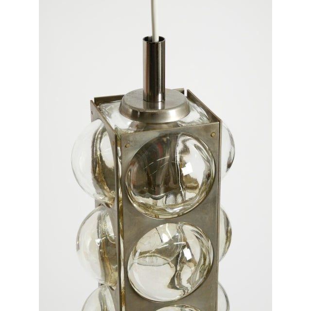 Vintage Space Age Pendant Lamp in Glass and Nickel-Plated Metal by Temde, 1960s For Sale - Image 16 of 18