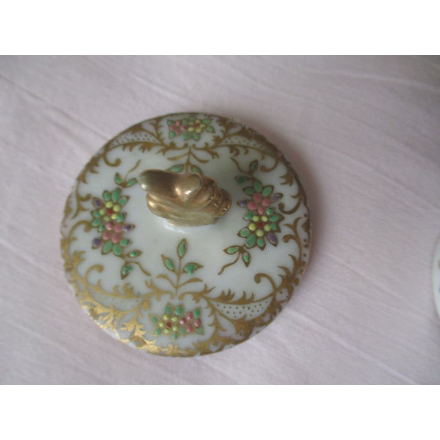 Ceramic Antique French Hand Painted Enameled Porcelain Stamp Box For Sale - Image 7 of 9