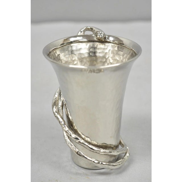 Michael Aram Late 20th Century Michael Aram Wisteria Collection Hammered Nickel Silver Plated Small 4" Vase For Sale - Image 4 of 15
