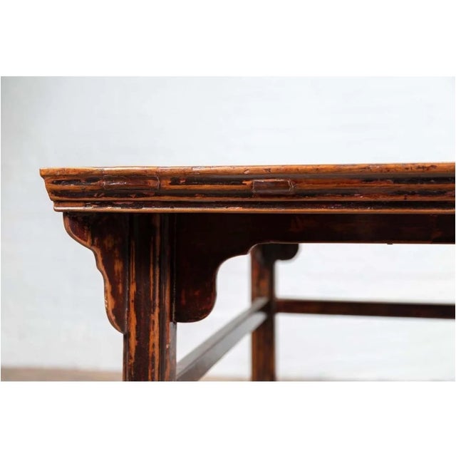Chinese 19th Century Elmwood Center Hall Table With Ming Dynasty Stone Inset For Sale - Image 12 of 13