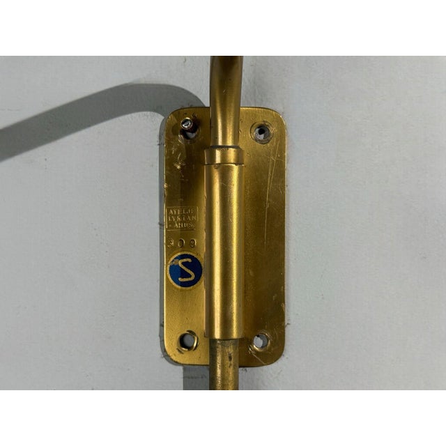 Wood 1970s Ateljé Lyktan, Articulating Wall Light, Brass, Cane, Teak For Sale - Image 7 of 8