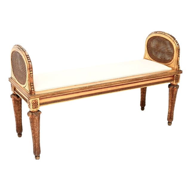 Antique French Carved Gilt Wood Stool, 1890 For Sale